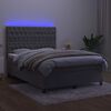 vidaXL Box spring postel s matrac&iacute; a LED světle &scaron;ed&aacute; 140x190 cm samet