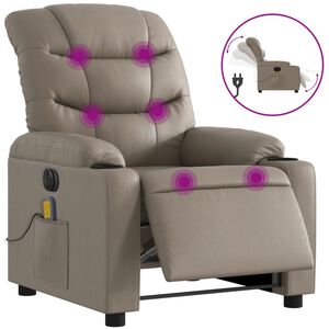 vidaXL Elektrick&eacute; mas&aacute;žn&iacute; polohovac&iacute; křeslo cappuccino uměl&aacute; kůže