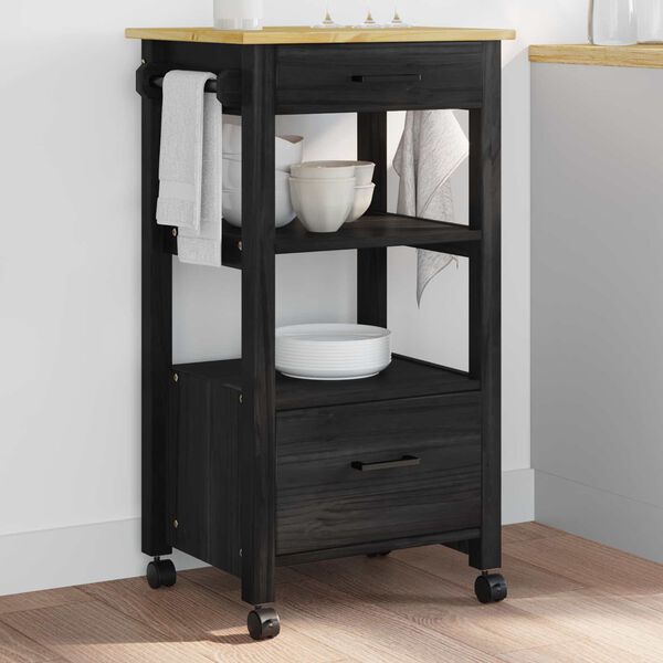 vidaXL Kuchyňsk&yacute; voz&iacute;k Jednobarevn&yacute; Čern&aacute;