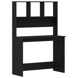 vidaXL Psac&iacute; stůl s policemi čern&yacute; dub 102x45x148 cm kompozitn&iacute; dřevo