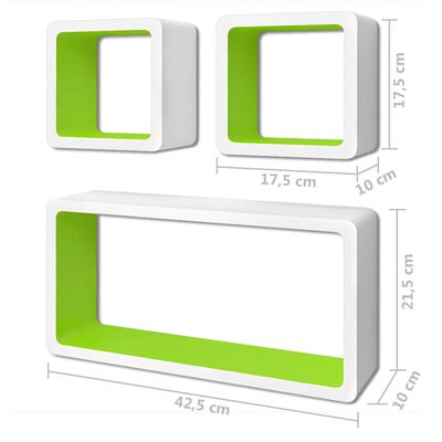 vidaXL Nástěnné police krychlové 6 ks bílé a zelené