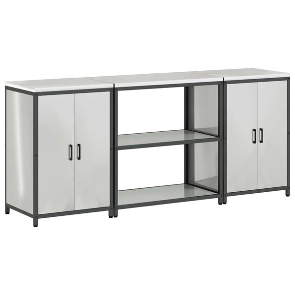 vidaXL Kuchyňsk&aacute; skladovac&iacute; sada 3 pcs Stř&iacute;brn&aacute; Pozinkovan&aacute; ocel