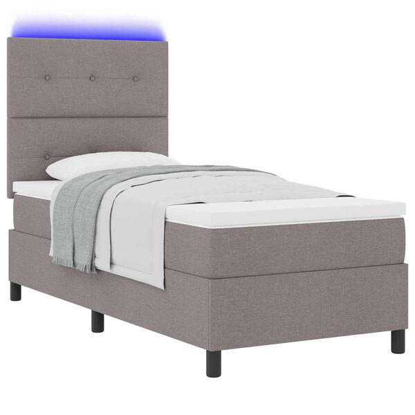 vidaXL Postel s boxspringem s matrac&iacute; s LED Taupe 90 x 190 cm textil