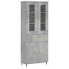 vidaXL Skř&iacute;ň highboard betonově &scaron;ed&aacute; 69,5x34x180 cm kompozitn&iacute; dřevo