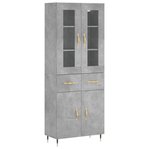 vidaXL Skř&iacute;ň highboard betonově &scaron;ed&aacute; 69,5x34x180 cm kompozitn&iacute; dřevo