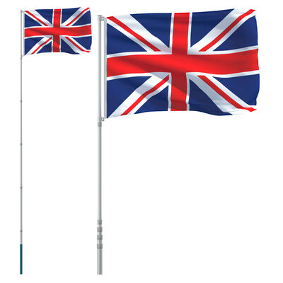vidaXL Vlajka UK a stožár 5,55 m hliník