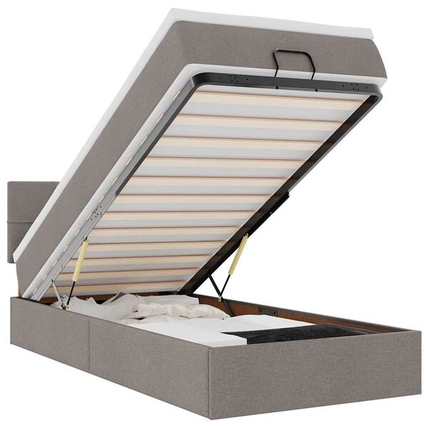 vidaXL Osmansk&aacute; postel s matrac&iacute; & LED taupe 90x200 cm l&aacute;tka