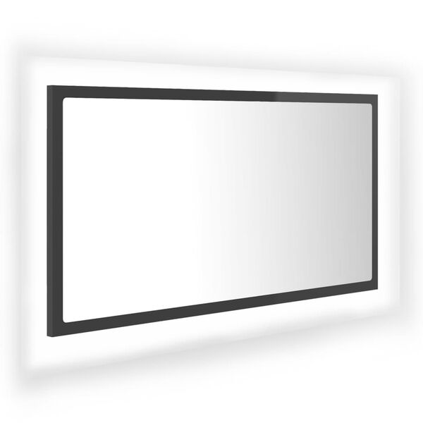 vidaXL LED koupelnov&eacute; zrcadlo &scaron;ed&eacute; vysok&yacute; lesk 80x8,5x37 cm akrylov&eacute;