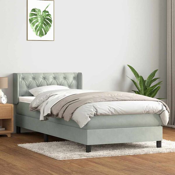 vidaXL Box spring postel s matrac&iacute; světle &scaron;ed&aacute; 80x220 cm samet