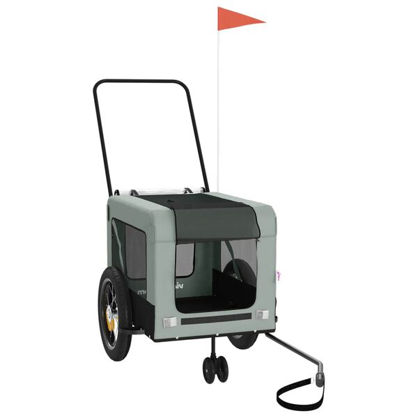 vidaXL Vozík za kolo pro psa šedý a černý oxfordská tkanina a železo