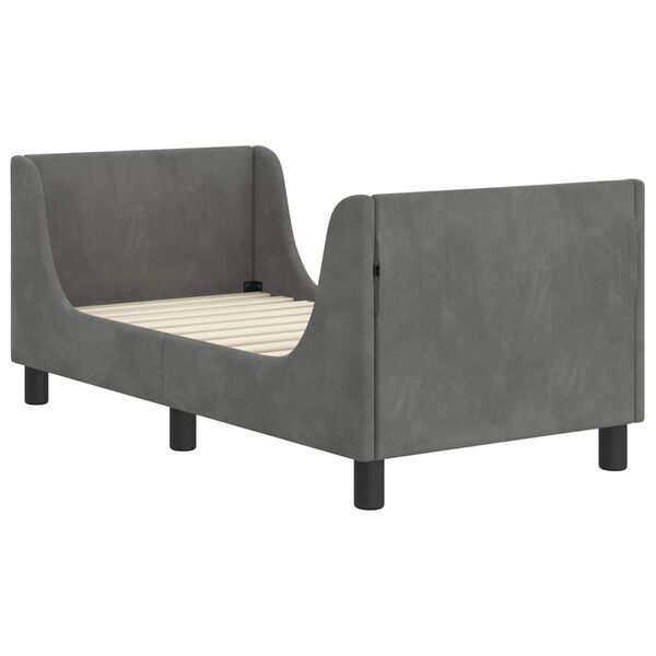 vidaXL R&aacute;m postele pro batole s čelem Tmavě &scaron;ed&aacute; 70 x 140 cm samet