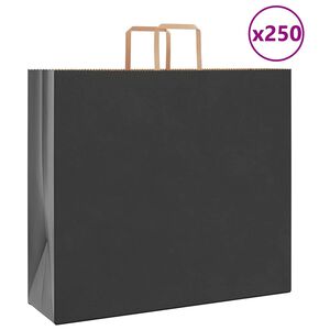 vidaXL Pap&iacute;rov&eacute; s&aacute;čky 250 ks s uchy čern&eacute; 54x15x49 cm