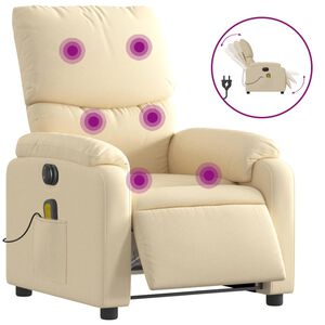 vidaXL Elektrick&eacute; mas&aacute;žn&iacute; polohovac&iacute; křeslo kr&eacute;mov&eacute; textil