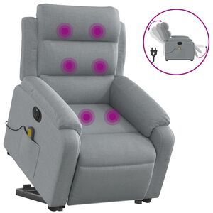 vidaXL Elektrick&eacute; zvedac&iacute; mas&aacute;žn&iacute; polohovac&iacute; křeslo světle &scaron;ed&eacute; textil
