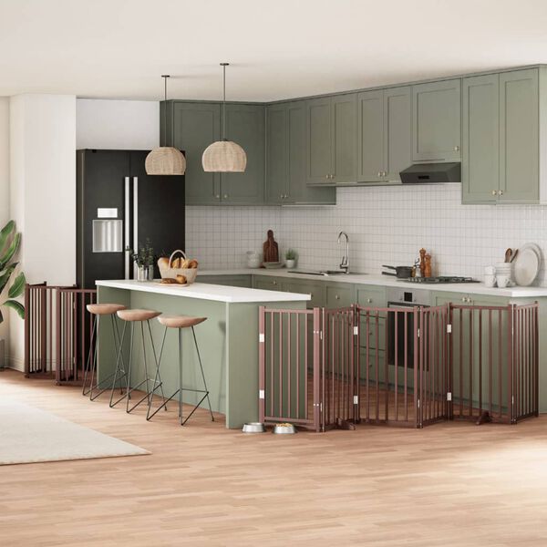 vidaXL Z&aacute;brana pro psy s dv&iacute;řky skl&aacute;dac&iacute; 15 panelů hněd&aacute; 750 cm topol