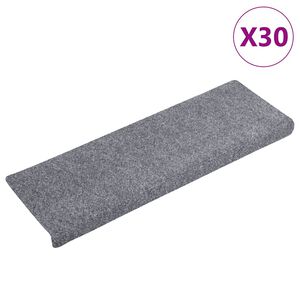 vidaXL Schodov&eacute; rohože samolepic&iacute; 30 ks 65 x 21 x 4 cm světle &scaron;ed&eacute; s obd&eacute;ln&iacute;kov&yacute;m okrajem