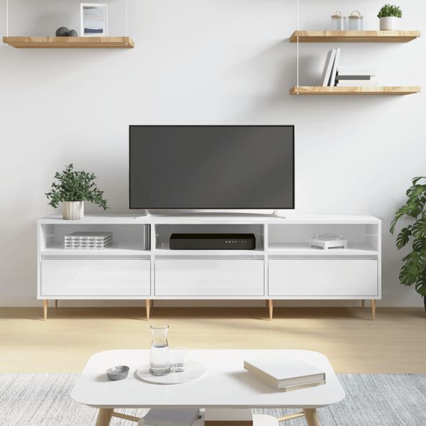 vidaXL TV skř&iacute;ňka b&iacute;l&aacute; vysok&yacute; lesk 150 x 30 x 44,5 cm kompozitn&iacute; dřevo