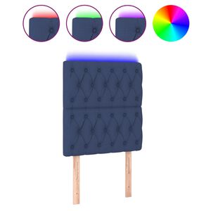vidaXL Čelo postele s LED modré 80x7x118/128 cm textil