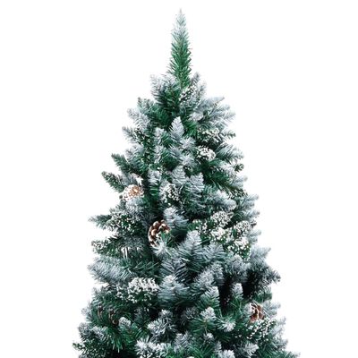 vidaXL Umělý vánoční stromek se šiškami a bílým sněhem 210 cm