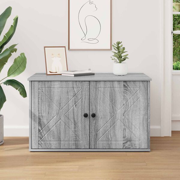 vidaXL Kočič&iacute; dům &Scaron;ed&aacute; Sonoma 85 x 55 x 50 cm kompozitn&iacute; dřevo