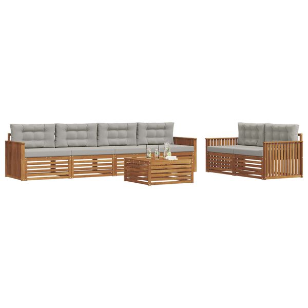 vidaXL Venkovn&iacute; pohovkov&aacute; souprava 7 pcs Př&iacute;rodn&iacute; a světle &scaron;ed&aacute;