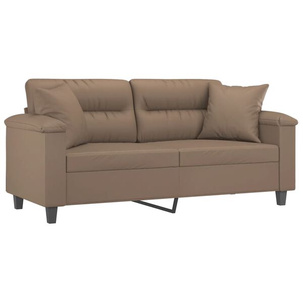 vidaXL 2m&iacute;stn&aacute; pohovka pol&scaron;t&aacute;ře a podu&scaron;ky cappuccino 140 cm uměl&aacute; kůže