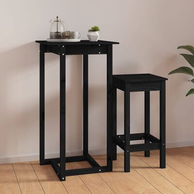 vidaXL Barový stolek černý 60 x 60 x 110 cm masivní borové dřevo