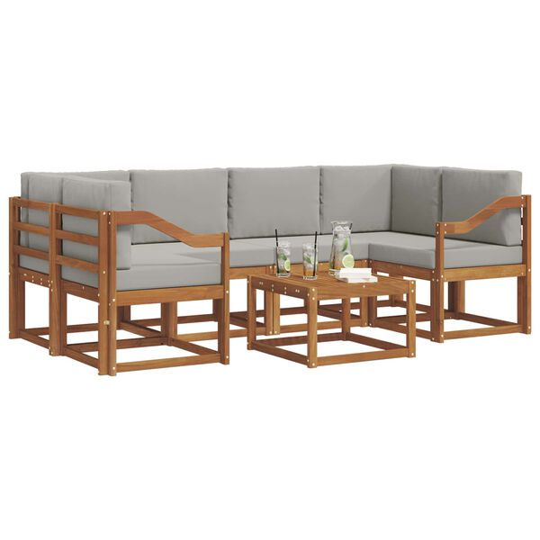 vidaXL Venkovn&iacute; pohovkov&aacute; souprava 7 pcs Př&iacute;rodn&iacute; a světle &scaron;ed&aacute;