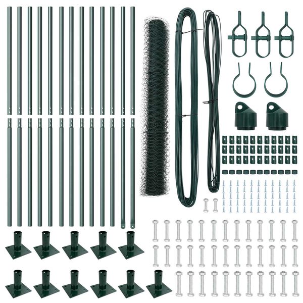vidaXL Plotov&yacute; sloupek. Zelen&aacute; 25 x 0,8 m (50 mm s&iacute;ť) Ocel a PVC