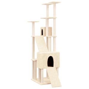 vidaXL &Scaron;krabadlo pro kočky se sisalov&yacute;mi sloupky kr&eacute;mov&eacute; 190 cm