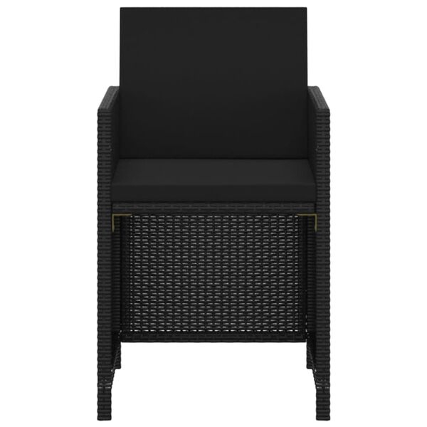 vidaXL 3d&iacute;ln&yacute; zahradn&iacute; j&iacute;deln&iacute; set s podu&scaron;kami polyratan čern&yacute;