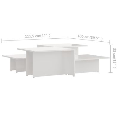 vidaXL Konferenční stolky 2ks bílé lesklé 111,5x50x33 kompozitní dřevo