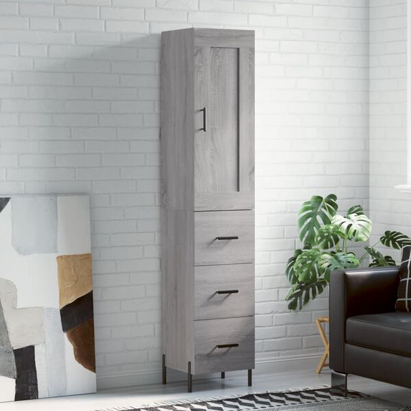 vidaXL Skř&iacute;ň highboard &scaron;ed&aacute; sonoma 34,5 x 34 x 180 cm kompozitn&iacute; dřevo