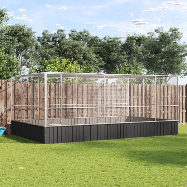 vidaXL Voli&eacute;ra s n&aacute;stavbou stř&iacute;brn&aacute; 518 x 307 x 212 cm ocel