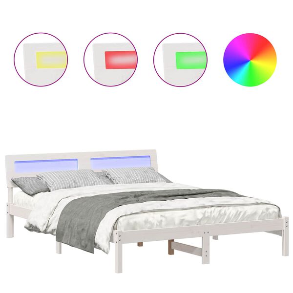 vidaXL R&aacute;m postele s čelo B&iacute;l&aacute; 160 x 200 cm Masivn&iacute; borov&eacute; dřevo