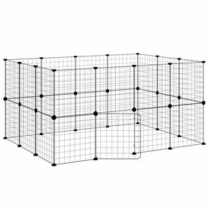 vidaXL 28panelov&aacute; ohr&aacute;dka pro zv&iacute;řata s dv&iacute;řky čern&aacute; 140 x 105 x 70 cm ocel