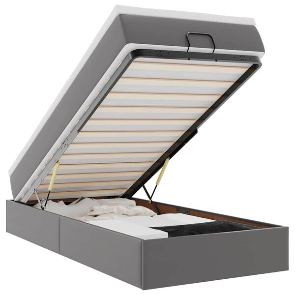 vidaXL Osmansk&yacute; r&aacute;m postele s matrac&iacute; &scaron;ed&aacute; 80x200cm uměl&aacute; kůže