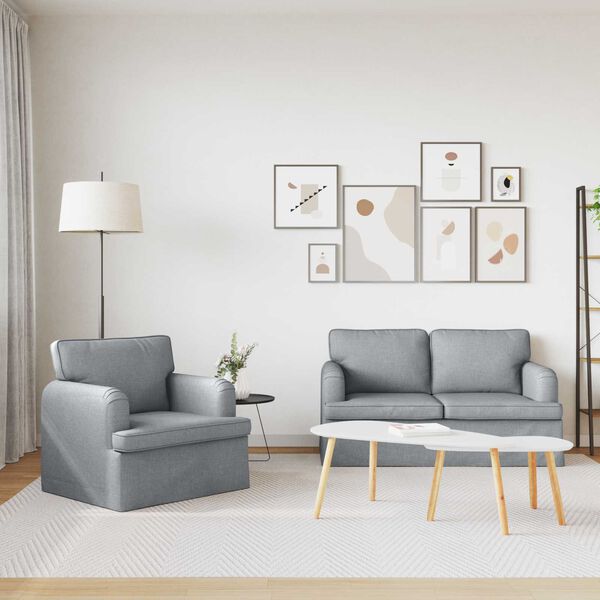 vidaXL Set pohovek 2 pcs Světle &scaron;ed&aacute; 144 x 80 x 85 cm textil