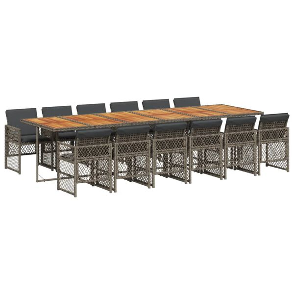 vidaXL 13d&iacute;ln&yacute; zahradn&iacute; j&iacute;deln&iacute; set s podu&scaron;kami &scaron;ed&yacute; polyratan