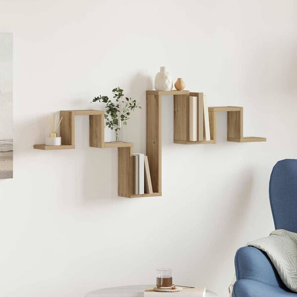 vidaXL Nástěnná polička s policí dub artisan 104,5 x 10 x 43 cm