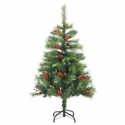 vidaXL Umělý sklápěcí vánoční stromek s šiškami a bobulemi 120 cm