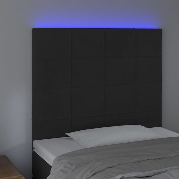 vidaXL Čelo postele s LED čern&eacute; 90x5x118/128 cm samet
