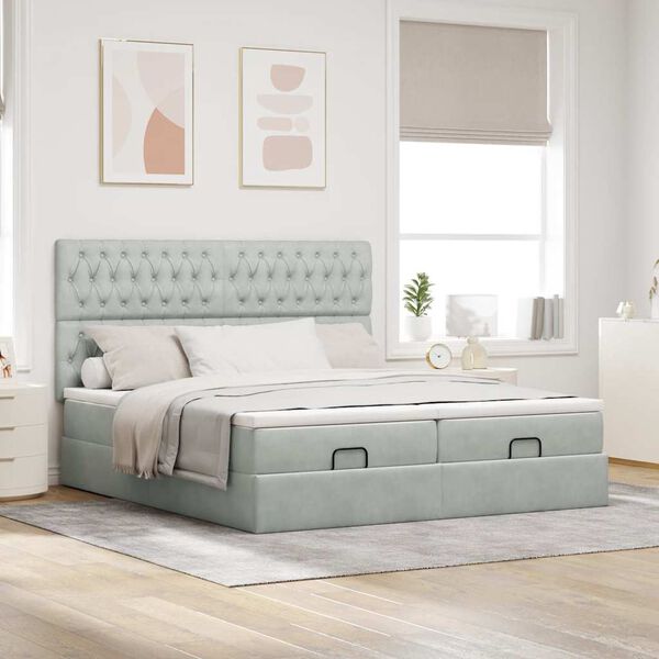 vidaXL Osmanský rám postele s matracíes světle šedá 160x200cm samet