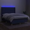 vidaXL Box spring postel s matrac&iacute; a LED modr&aacute; 140x190 cm textil