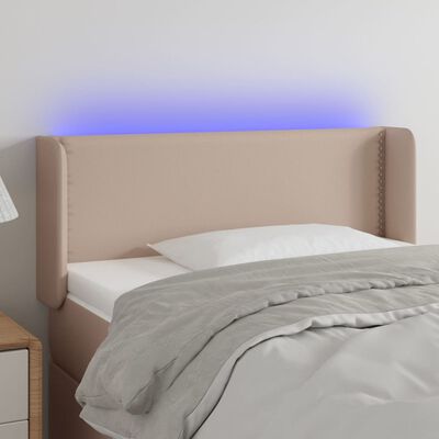vidaXL Čelo postele s LED cappuccino 83 x 16 x 78/88 cm umělá kůže