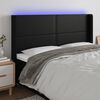 vidaXL Čelo postele s LED čern&eacute; 203 x 16 x 118/128 cm uměl&aacute; kůže