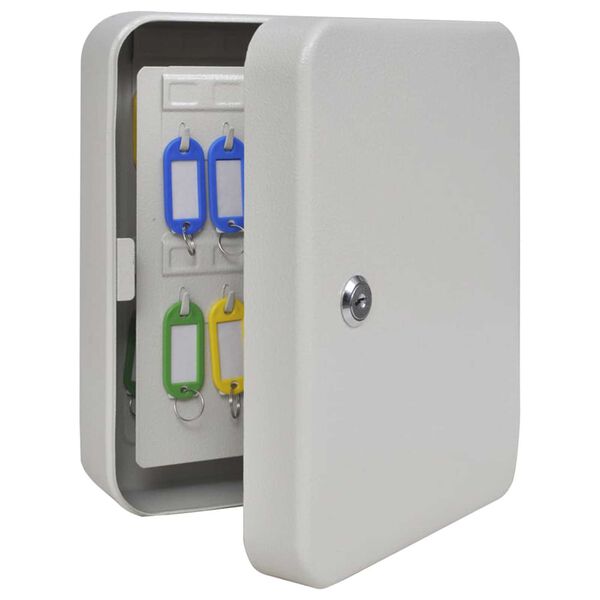 vidaXL Krabička na klíče se zámkem Bílá 20 x 7.5 x 25 cm Ocel