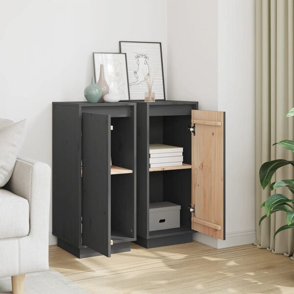 vidaXL Př&iacute;born&iacute;ky 2 ks &scaron;ed&eacute; 31,5 x 34 x 75 cm masivn&iacute; borov&eacute; dřevo