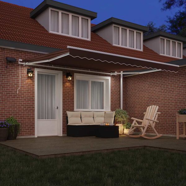 vidaXL Ručně zatahovac&iacute; mark&yacute;za s LED hněd&aacute; 400 x 300 cm