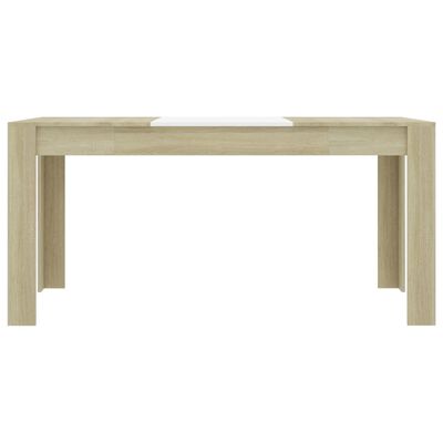 vidaXL Jídelní stůl bílý a dub sonoma 160 x 80 x 76 cm dřevotříska